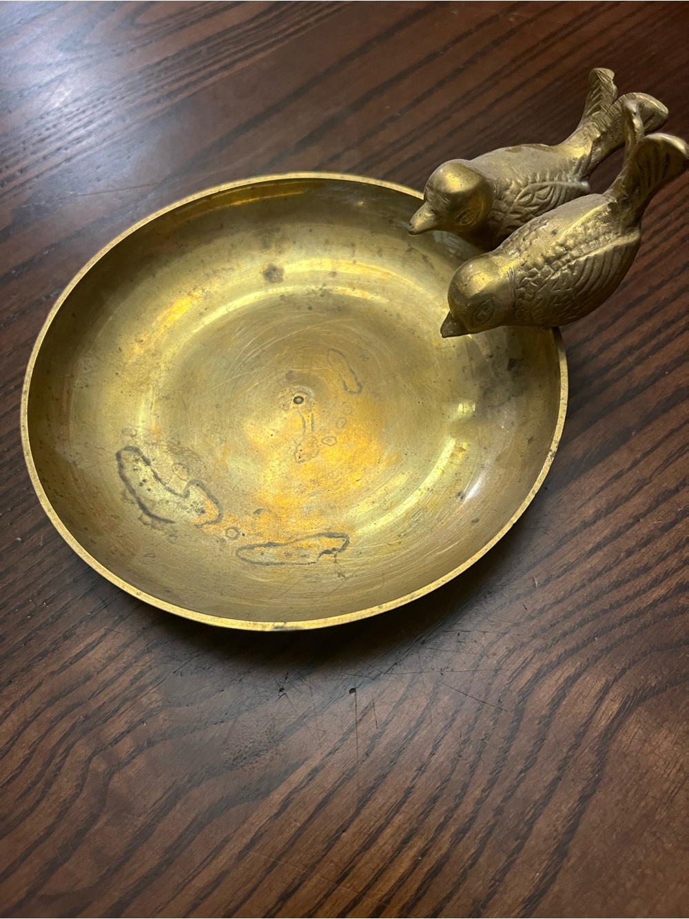 Vintage Brass Bird Trinket Dish
